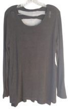 ANA Womens Top Black Knit Long Sleeve Cut Out Back Womens Size Large - £11.46 GBP