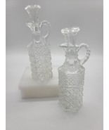 2 Vintage Anchor Hocking Diamond Glass Stopper Cruet  Vinegar/Oil - $465.69 MXN