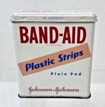Vintage Band-Aid Plastic Strips Plain Pad Metal Tin (Empty) 3.5 x 3 1/4 ... - $230.38 MXN