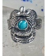 Saddle ring turquoise band cowgirl southwest size 4.75 horse sterling si... - $2,224.19 MXN