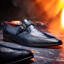 genuine crocodile and lizard dress monk strap Shoes Toluca Navy image 9