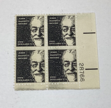 U.S. Stamp Plate Block #1295a John Bassett Moore $5 Mint NH 1965-1978 - $24.00