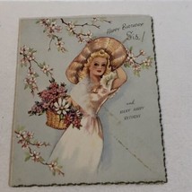 Vintage Birthday Card Happy Birthday Sis Box4 - $3.95