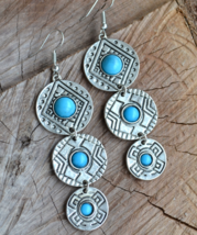 Long Boho earrings, long tribal earrings, Gypsy earrings, silver drop, E825 - £7.91 GBP