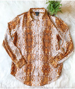 Rachel Zoe Snake Skin Print Blouse Small Womens Top Button Down Pink Bro... - €35,94 EUR