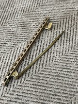 Antique Art Deco Floral Gold Tone Sash Bar Pin Round Hinge Jewelry - £18.87 GBP