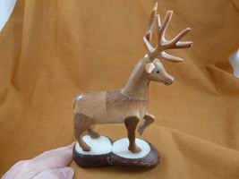 TNE-DEER-646-C) tan Buck Deer TAGUA NUT nuts palm figurine carving rut a... - $36.62