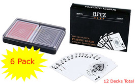 6 Pack (12 Decks) of Ritz Playing Cards 100% Plastic Poker Size (damaged... - £31.37 GBP