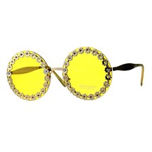 Womens Fashion Sunglasses Gold Round Floral Flower Design UV 400 - £14.01 GBP