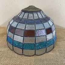 Small 7x11 Blue Red Gray Stained Glass Tiffany Style Lamp Chandelier Shade - £62.50 GBP