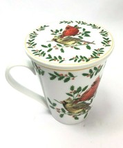 Cardinal and Holly Mug Set Coaster Spoon Christmas Set of 4 NEW in Box Living Qt - £33.89 GBP