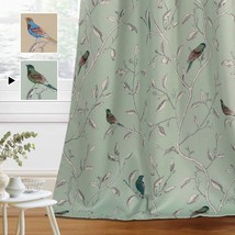 Hversailtex Thermal Insulated Birds Rustic Printed Curtain Drapes For, Sage. - £38.31 GBP