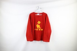 Vintage Disney Womens Large Distressed Spell Out Winnie the Pooh Fleece Sweater - £31.52 GBP