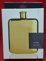 Viski Gold, Stainless Steel Screw Top 14K Plated Liquor Flask - £11.74 GBP