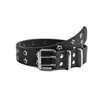 UICIOP Gothic Belt Star Rivet Double Needle Buckle PU Leather Belt Men&#39;s... - $26.00