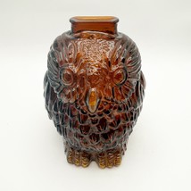 Vintage 1970s Libbey Amber Brown Glass Wise Old Owl Bank Retro Decor Sta... - $24.99