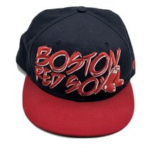 New Era Boston Red Sox Snapback Hat Cap Navy Blue Red Cotton MLB - $19.79