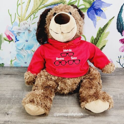 Dan Dee Collectors Choice Brown Puppy Dog Plush 16" Hoodie Pals Red Sweatshirt  - £15.73 GBP