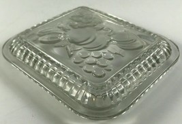 Federal Glass LID ONLY Embossed Fruit Clear Refrigerator Dish Lid 5&quot; X 4.5&quot; - £10.21 GBP