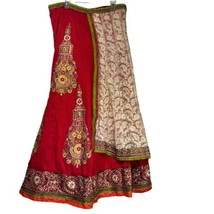 Lehenga India Traditional Floral Embroidered Lace Boho Long Maxi Pleated... - £147.39 GBP