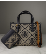 NEW Tory Burch MINI Tory Navy T Monogram Jacquard Tote + Card Case  $526 - $699.46 CAD