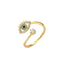 Stylish 925 Sterling Silver Gold-Plated Adjustable Evil Eye Ring - Women&#39;s Fashi - £23.54 GBP