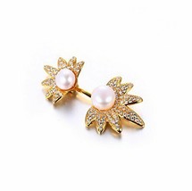 ARTISAN CRAFTED WHITE CULTURED PEARL &amp; CZ FLORAL GOLD PLATED JEWELRY PEN... - €24,80 EUR