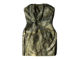 NWT Haute Hippie Metallic Gold &amp; Black Twist Front Strapless Mini Dress M $495 - £18.69 GBP