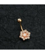 1Ct Anneau De Piercing Au Nombril Rond En Opale Simulée Plaqué Or Jaune 14K - $94.54