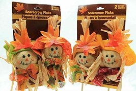 2 Count Smiling Scarecrows on Picks (Pack of 2) (Total 4pc) - £7.16 GBP