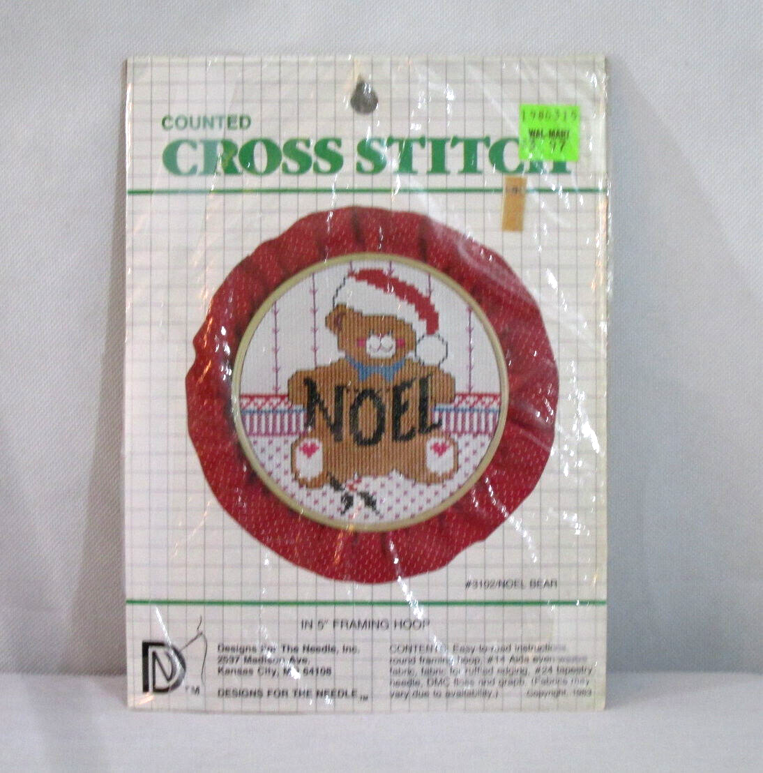 Designs For The Needle Counted Cross Stitch Kit Noel Bear Vintage 1983 Christmas - $9.90