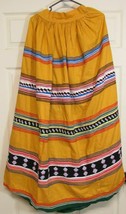 Native American Traditional Women&#39;s Seminole Patchwork Yellow Skirt Small - $338.57