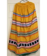 Native American Traditional Women&#39;s Seminole Patchwork Yellow Skirt Small - $338.57