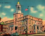 City Hall Building Newport RI Rhode Island Linen Postcard A4 - $3.51