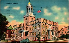 City Hall Building Newport RI Rhode Island Linen Postcard A4 - £2.76 GBP