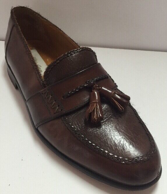 Primary image for Mezlan Brown Leather Loafers Slide Ons W/ Tassle Madison Men's 9 M