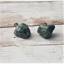 Vintage Screw On Earrings - Dark Teal Tones Stone - $12.99