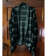 Merona Womens Open Cardigan Sweater Size L Black White Square Plaid Long... - €29,13 EUR
