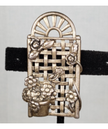 Vintage 1990's Dunecraft Flower Trellis Pewter Brooch - $28.67