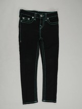True Religion Section Skinny Girls Black Jeans Teal Stitching Girls Size XS *** - £15.03 GBP