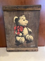 Joyce LANGELIER Designs ‘Teddy Bear’ 16 X 11.75 Vintage Wooden Art Hand ... - $23.76