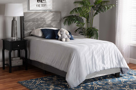 Ubud Glam Gray Velvet Fabric Upholstered Twin Size Panel Bed - $3,157.25 MXN