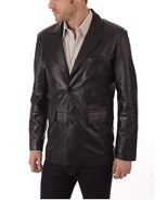 Leather Blazer Jacket Men&#39;s Coat Button Sport Men Soft Suit Vintage New ... - $141.00+