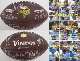 2016-2017 Minnesota Vikings,Team,Signed,Autographed,Nfl Logo Football,Coa,Proof - £428.31 GBP
