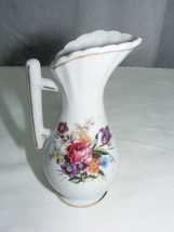 Vintage Porcelain 4.5 Miniature Vase Pitcher Hand Painted Flowers Japan - $368.72 MXN