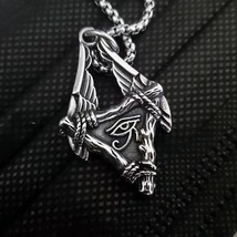 Mens Stainless Steel  Egyptian Eye of Horus Pendant Necklace Punk Biker Jewelry - £9.58 GBP