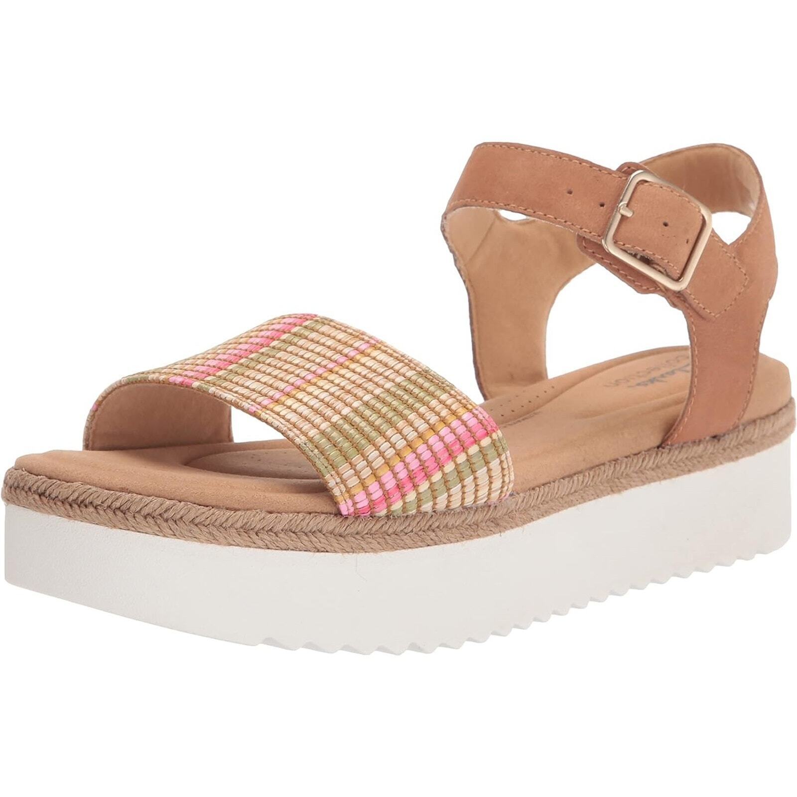Primary image for Clarks Women Platform Ankle Strap Sandal Lana Shore Size US 9.5M Light Tan Combi