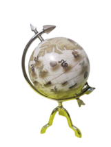 Old World Small Rotating Desk Globe On Metal Stand 13&quot;T 7&quot; In Diameter T... - $19.79