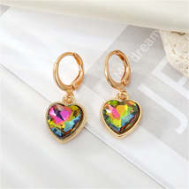 Colored Crystal &amp; 18K Gold-Plated Heart Drop Earrings - £11.35 GBP