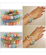 Layering multicolored bracelet, crochet beaded rope with memory wire, ha... - $41.12 CAD